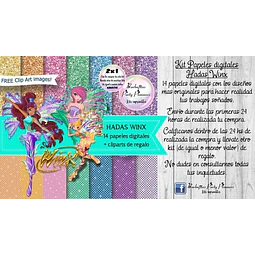 Papeles Fondos Digitales Hadas Winx Kit Imprimible