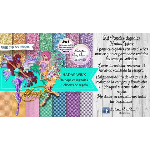 Papeles Fondos Digitales Hadas Winx Kit Imprimible