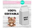 Caja Imprimible Grande Milk Osa Animales Del Bosque 