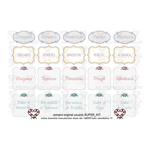 Kit Imprimible Etiquetas Frascos Especiero Cereales Editable