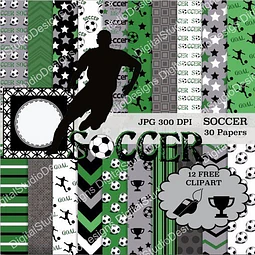 Kit Imprimible Soccer-futbool - 12 Clipart 30 Fondos