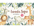 Kit Imágenes Png Cliparts Animales Safari Selva Acuarela 01