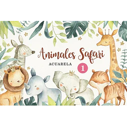 Kit Imágenes Png Cliparts Animales Safari Selva Acuarela 01