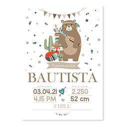 Lamina Carte Bienvenida Personalizada Bosque Tribal Tukit