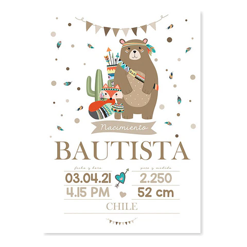 Lamina Carte Bienvenida Personalizada Bosque Tribal Tukit