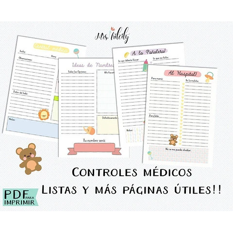 Kit Imprimible Agenda De Embarazo Diario Embarazada Control