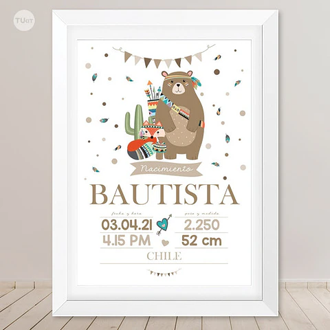 Lamina Carte Bienvenida Personalizada Bosque Tribal Tukit