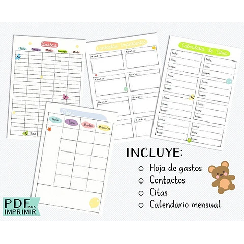 Kit Imprimible Agenda De Embarazo Diario Embarazada Control