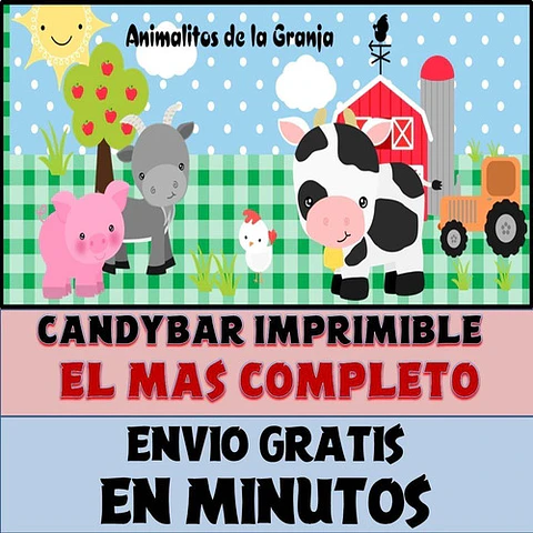 Kit Imprimible Candy Bar Animalitos De La Granja Completo