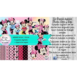 Papeles Fondos Digitales Minnie Rosa Y Roja Kit Imprimible