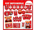 Kit Imprimible Turning Red Editable + Para Colorear