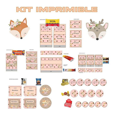 Kit Cumpleaños Animales Bosque Encantado Imprimible Editable