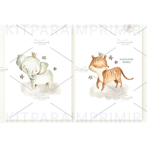 Kit Imágenes Png Cliparts Animales Safari Selva Acuarela 01