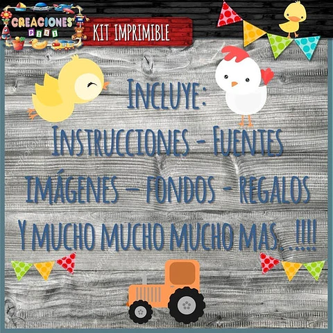 Kit Imprimible Candy Bar Animalitos De La Granja Completo