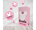 Kit Imprimible Minnie Coronita Glitter Rosa Tukit
