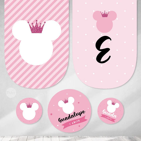 Kit Imprimible Minnie Coronita Glitter Rosa Tukit