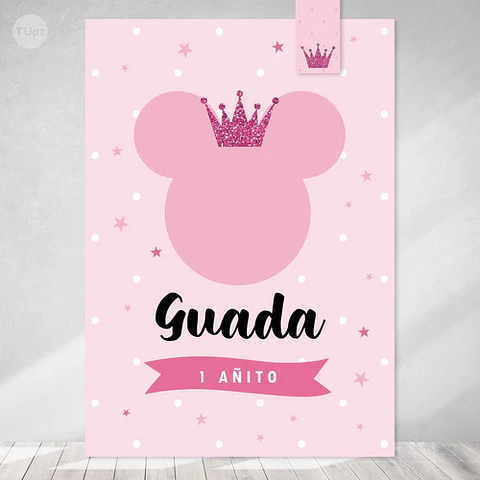 Kit Imprimible Minnie Coronita Glitter Rosa Tukit