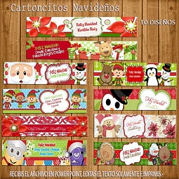 Kit Imprimible Editable Cartoncitos Navidad 10 Modelos