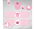 Kit Imprimible Minnie Coronita Glitter Rosa Tukit