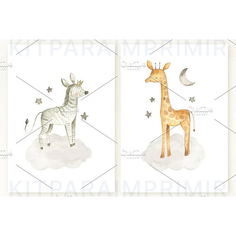 Kit Imágenes Png Cliparts Animales Safari Selva Acuarela 01