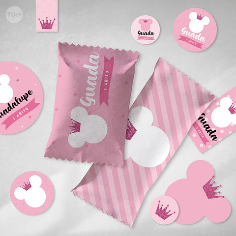 Kit Imprimible Minnie Coronita Glitter Rosa Tukit
