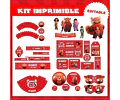 Kit Imprimible Turning Red Editable + Para Colorear
