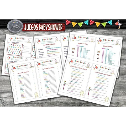 Kit Juegos Baby Shower Pdf + Loteria + Regalo + Full
