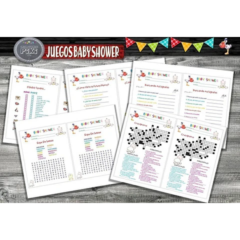 Kit Juegos Baby Shower Pdf + Loteria + Regalo + Full