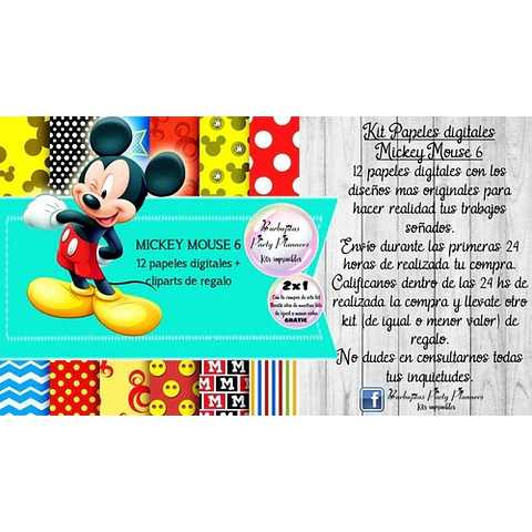 Papeles Fondos Digitales Mickey Mouse 6 Kit Imprimible