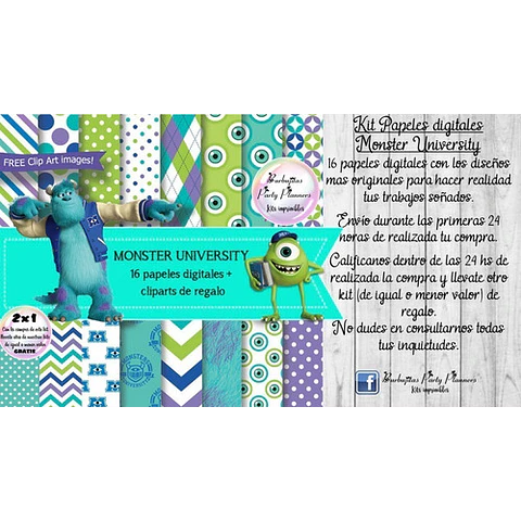 Papeles Fondos Digitales Monster University Kit Imprimible