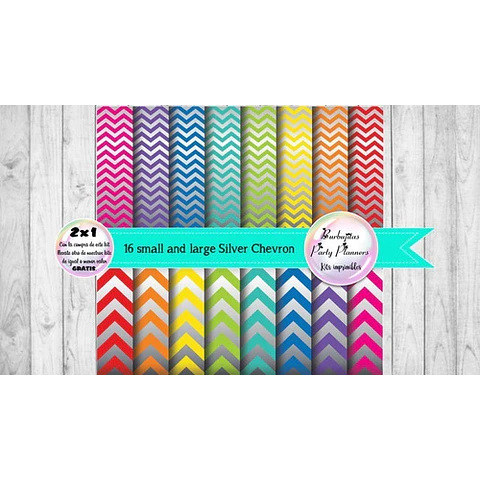 Papeles Small And Large Silver Chevron