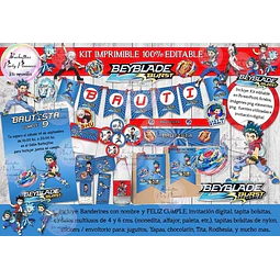 Kit Imprimible Candy Bar Beyblade Burst 100% Editable