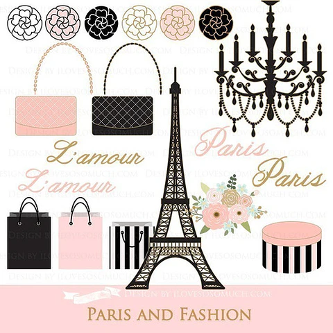 Cliparts Png Y Papeles Digitales Paris Rosa Y Negro M16