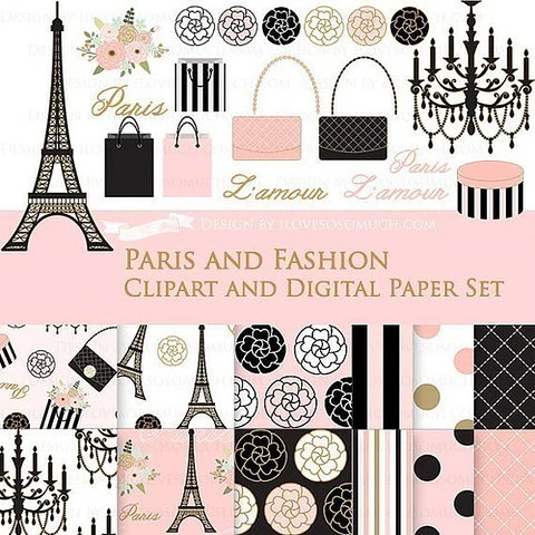 Cliparts Png Y Papeles Digitales Paris Rosa Y Negro M16