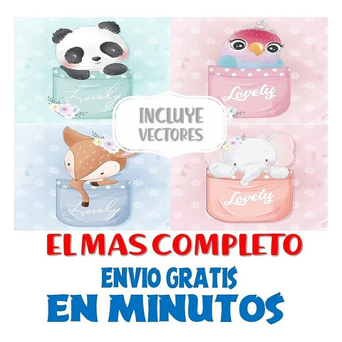 Pack Clipart Animalitos Acuarela En Bolsillo + Vectores