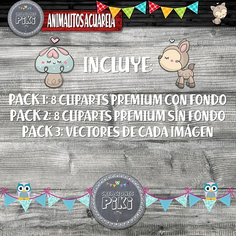 Pack Clipart Animalitos Acuarela En Bolsillo + Vectores