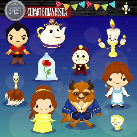 Pack Imágenes Hd Clipart Bella Y Bestia + Vectores + Regalo