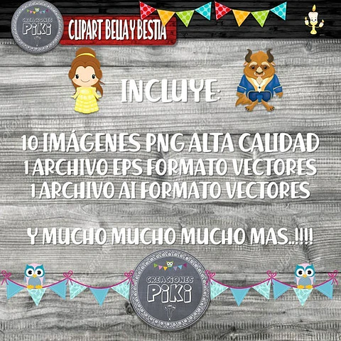 Pack Imágenes Hd Clipart Bella Y Bestia + Vectores + Regalo