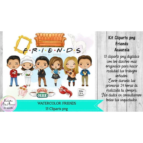 Cliparts Friends Acuarela Kit Imprimibles