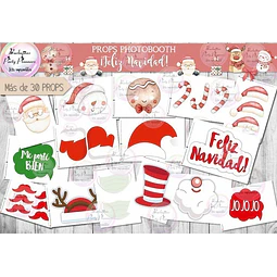 Photo Booth Props Feliz Navidad Digital - Formato Pdf A4