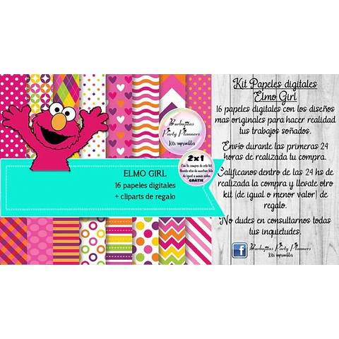Papeles Fondos Digitales Elmo Niña Kit Imprimible