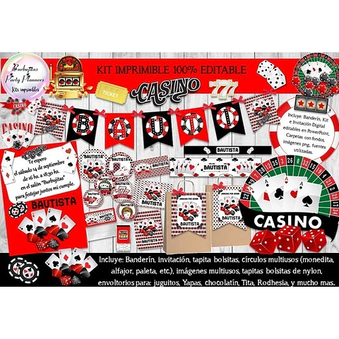 Kit Imprimible Candy Casino 100% Editable