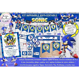 Kit Imprimible Candy Bar Sonic 100% Editable