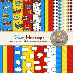Kit Imprimible Super Hero Boys 21 Fondos