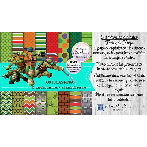 Papeles Fondos Digitales Tortugas Ninja Kit Imprimible