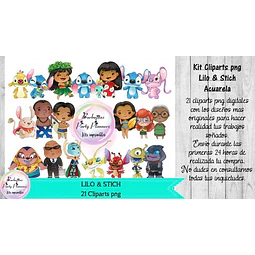 Cliparts Lilo Y Stich Acuarela  Kit Imprimibles