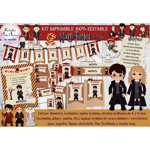 Kit Imprimible Candy Bar Harry Potter 100% Editable