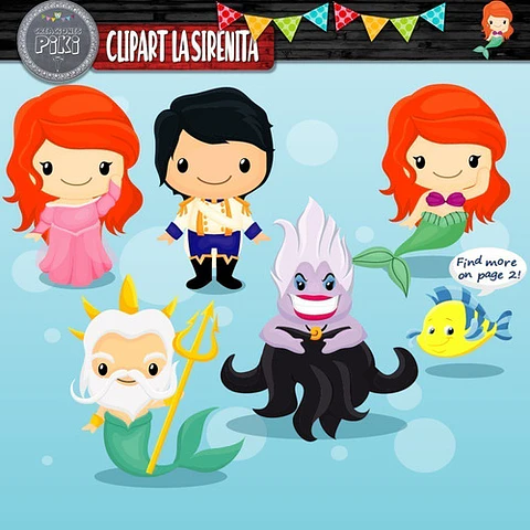 Pack Imágenes Hd Clipart La Sirenita + Vectores + Regalo