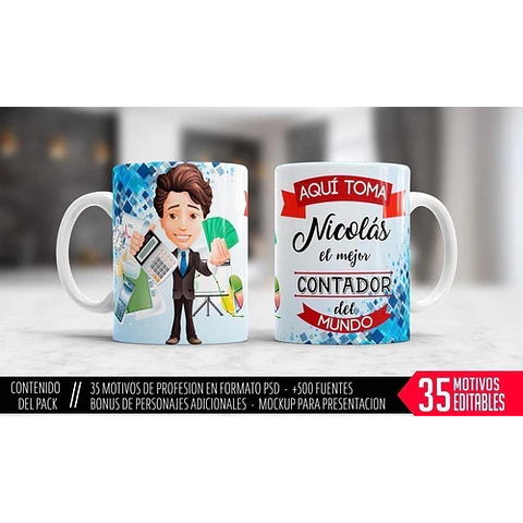 Profesiones Aquí Toma El Mejor Sublimacion Tazas Pack 1