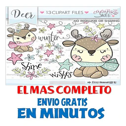 Pack Imágenes Hd Clipart Tierno Invierno Reno Bebe Caperuza